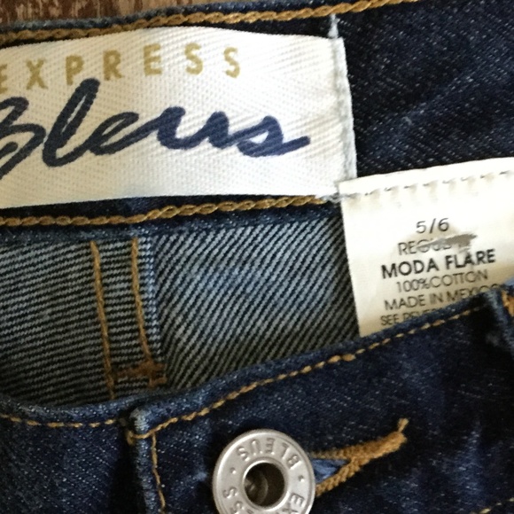 Vintage 90s Y2K Express Moda Flare Dark Jeans - Size 5/6 - Picture 7 of 8